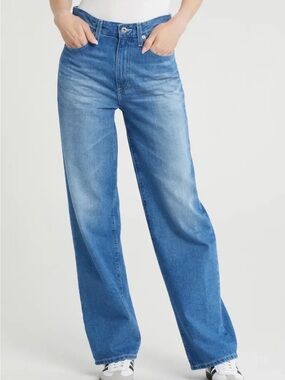 AG Adriano Goldschmied Kora Wide Leg High-Rise Jeans in Medium Blue